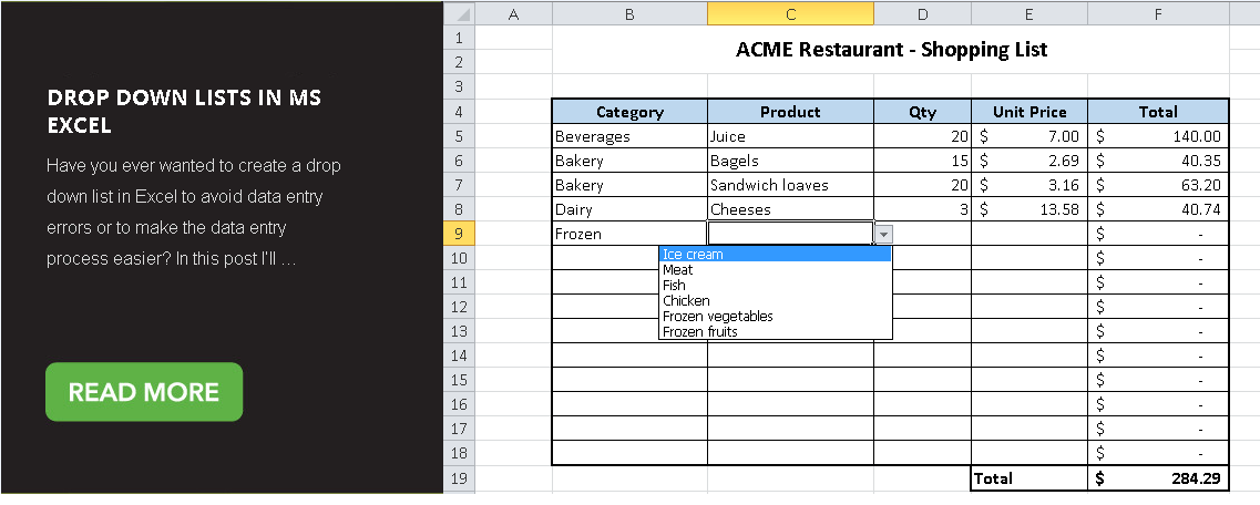 Create Dropdown in Excel - Master Data Analysis