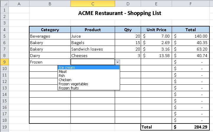 Create Dropdown lists - Master Data Analysis